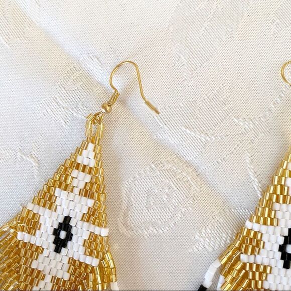 Handmade Miyuki Beaded Fringe Boho Earrings - Picture 6 of 12
